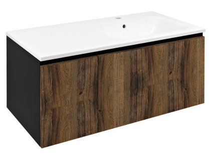 LOREA skříňka s umyvadlem 101x46x51,5cm (30+70 cm), pravá, dub collingwood/černá mat