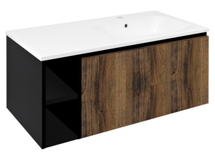 LOREA skříňka s umyvadlem 101x46x51,5cm (20+80 cm), pravá, dub collingwood/černá mat