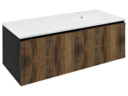 LOREA skříňka s umyvadlem 121x46x51,5cm (30+90cm), pravá, dub collingwood/černá mat