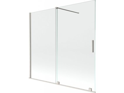 MEXEN/S - Velar dvoukřídlá posuvná vanová zástěna 170 x 150 cm, transparent, nikl kartáčovaný 896-170-000-01-97