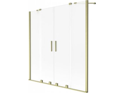 MEXEN/S - Velar Duo dvoukřídlá posuvná vanová zástěna 140 x 150 cm, dekor, zlatá kartáčovaná 896-140-000-32-55