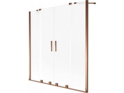 MEXEN/S - Velar Duo dvoukřídlá posuvná vanová zástěna 140 x 150 cm, dekor, růžové zlato 896-140-000-32-60