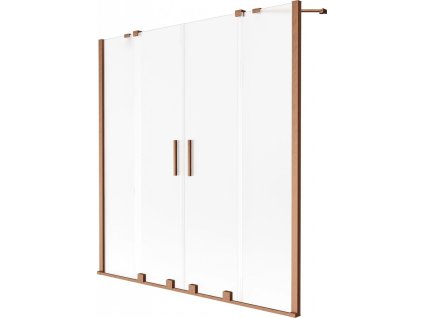 MEXEN/S - Velar Duo dvoukřídlá posuvná vanová zástěna 140 x 150 cm, dekor, měď kartáčovaná 896-140-000-32-65