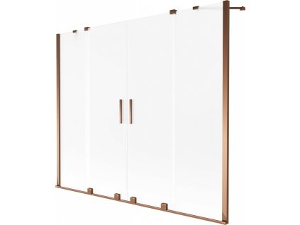 MEXEN/S - Velar Duo dvoukřídlá posuvná vanová zástěna 200 x 150 cm, dekor, růžové zlato 896-200-000-32-60
