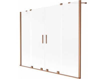 MEXEN/S - Velar Duo dvoukřídlá posuvná vanová zástěna 200 x 150 cm, dekor, měď kartáčovaná 896-200-000-32-65