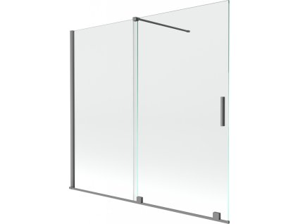 MEXEN/S - Velar dvoukřídlá posuvná vanová zástěna 170 x 150 cm, transparent, grafit metal 896-170-000-01-95