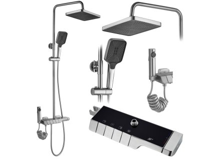 REA - Sprchový set s baterií 150mm Lungo termostat ROB kartáčovaná nikl REA-P6624