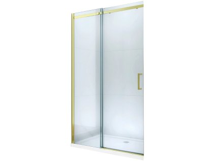 MEXEN - OMEGA posuvné dveře 100x190 cm 8 mm zlatá, transparent se sadou pro niku 825-100-000-50-00