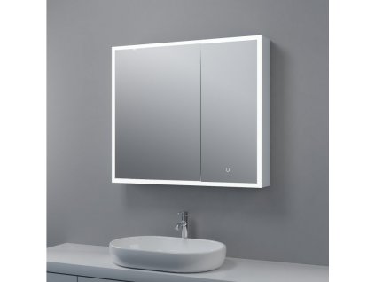 Zrcadlová skřínka s LED osvětlením a lupou, oboustranným zrcadlem LUX 80x70x14 cm