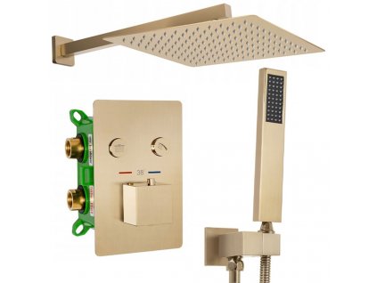 REA - Sprchový termostatický set FENIX DAVIS zlatá kartáčová z termostatem + BOX REA-P6358