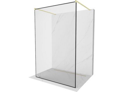 MEXEN/S - Kioto samostatně stojící sprchová zástěna 100 x 200, černý vzor 8 mm, zlatá kartáčovaná 800-100-002-55-70