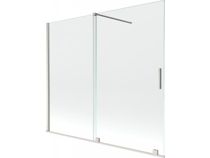 MEXEN/S - Velar dvoukřídlá posuvná vanová zástěna 180 x 150 cm, transparent, nikl kartáčovaný 896-180-000-01-97