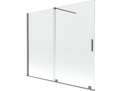 MEXEN/S - Velar dvoukřídlá posuvná vanová zástěna 180 x 150 cm, transparent, grafit metal 896-180-000-01-95