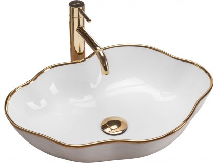 REA - Umyvadlo na desku Pearl Gold Edge REA-U0696