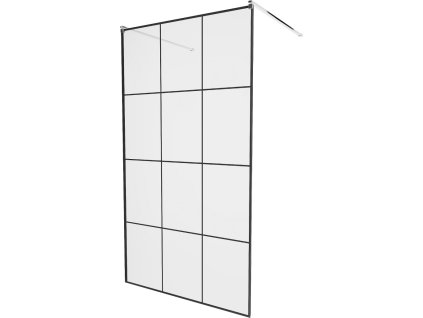 MEXEN/S - KIOTO samostatně stojící sprchová zástěna 100 x 200, transparent/černá vzor 8 mm, chrom 800-100-002-01-77