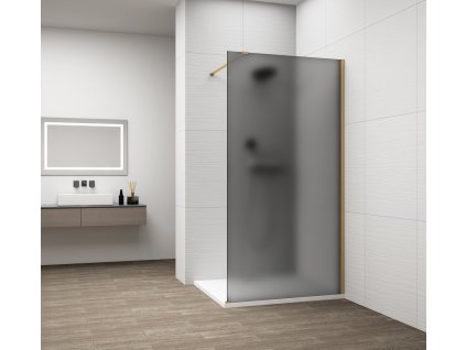 ESCA GOLD MATT jednodílná sprchová zástěna k instalaci ke stěně, kouřové matné sklo, 1300 mm