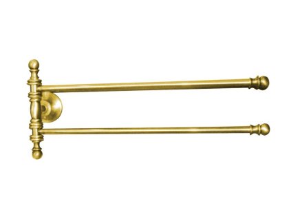 PERLA dvojitý držák ručníků otočný 390mm, zlato