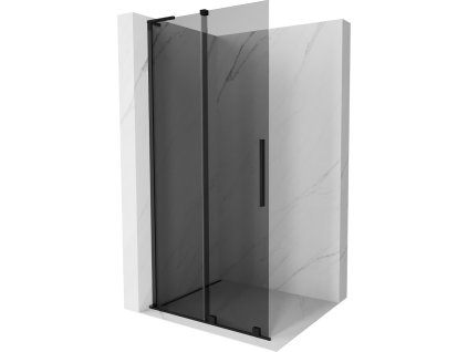 MEXEN/S - Velar L Sprchová zástěna posuvná Walk-in 110 x 200 cm, grafit 8 mm, černá 871-110-003-43-70