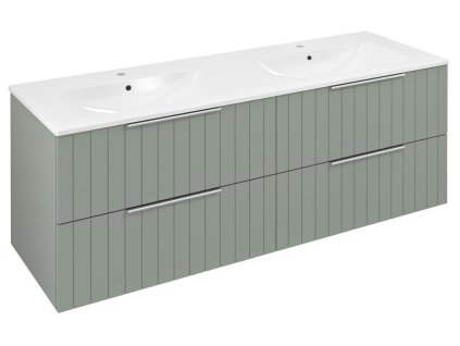 CIRASA umyvadlová skříňka s dvojumyvadlem 141x54x46cm, verde strip