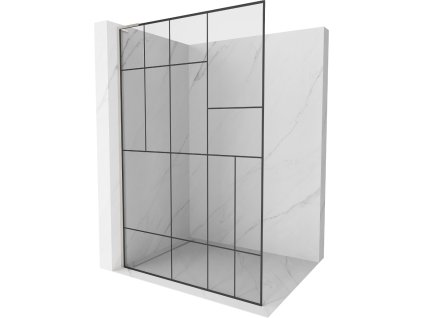 MEXEN/S - Kioto L Sprchová zástěna WALK-IN 100 x 200, černý vzor, nikl kartáčovaná 800-100-103-97-78