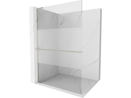 MEXEN/S - Kioto+ L Sprchová zástěna WALK-IN s poličkou a držákem ručníků 100 x 200 cm, transparent/dekor, nikl kartáčovaná 800-100-123-97-35