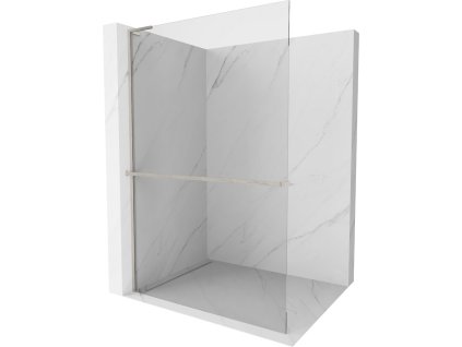 MEXEN/S - Kioto+ L Sprchová zástěna WALK-IN s poličkou a držákem ručníků 120 x 200 cm, transparent, nikl kartáčovaná 800-120-123-97-00