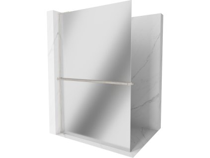 MEXEN/S - Kioto+ L Sprchová zástěna WALK-IN s poličkou a držákem ručníků 90 x 200 cm, zrcadlová, nikl kartáčovaná 800-090-123-97-50