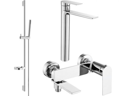 MEXEN/S - Zero SET umyvadlová + vanová baterie s příslušenstvím DS70, chrom 7113DS70-00