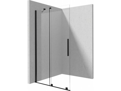 DEANTE - Sprchová stěna Prizma černá, walk-in, 140 cm - posuvná KTJ_N34R