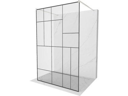 MEXEN/S - Kioto samostatně stojící sprchová zástěna 100 x 200, černý vzor 8 mm, nikl kartáčovaná 800-100-002-97-78