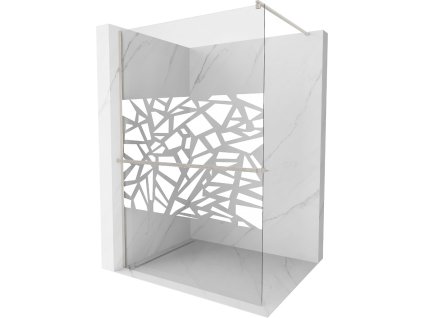 MEXEN/S - Kioto+ Sprchová zástěna s poličkou WALK-IN 70 x 200 cm, bílá vzor, nikl kartáčovaný 800-070-121-97-85