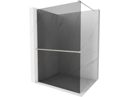 MEXEN/S - Kioto+ Sprchová zástěna WALK-IN s poličkou a držákem ručníků 70 x 200 cm, grafit, nikl kartáčovaná 800-070-121-97-40