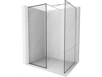 MEXEN/S - Kioto Sprchová zástěna WALK-IN 120 x 70 cm, černý vzor, nikl kartáčovaná 800-120-202-97-70-070