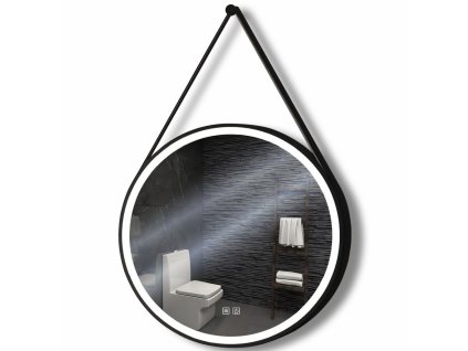 Tutumi - Kulaté LED zrcadlo zavěšené na pásku 70 cm 104 HOM-02697