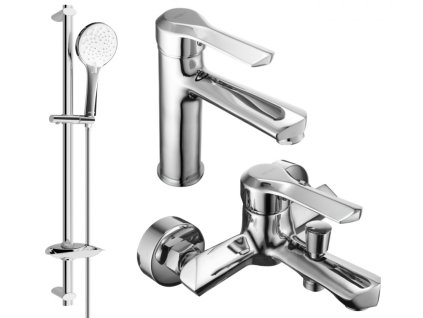 MEXEN/S - Saber DB74 Set umyvadlové a vanové baterie s příslušenstvím, chrom 72103DB74-00