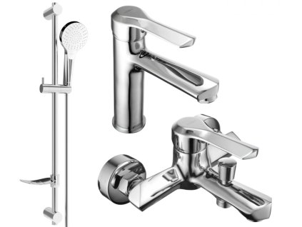 MEXEN/S - Saber DF05 Set umyvadlové a vanové baterie s příslušenstvím, chrom 72103DF05-00