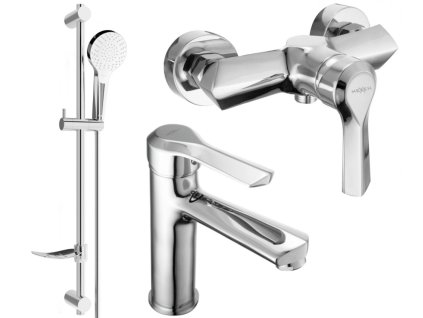 MEXEN/S - Saber DF05 Set umyvadlové a sprchové baterie s příslušenstvím, chrom 72104DF05-00