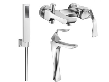 MEXEN/S - Estrella R02 Set umyvadlové a vanové baterie s příslušenstvím, chrom 72313R02-00