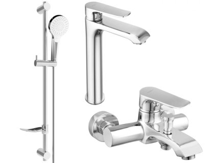 MEXEN/S - Pecos DF05 Set umyvadlové a vanové baterie s příslušenstvím, chrom 72713DF05-00