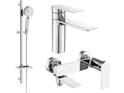 MEXEN/S - Zero SET umyvadlová + vanová baterie s příslušenstvím DQ40, chrom 71103DQ40-00