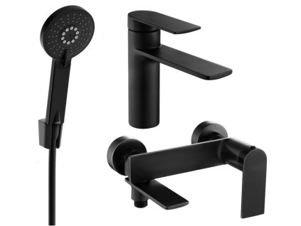 MEXEN/S - Zero SET umyvadlová + vanová baterie s příslušenstvím R40, černá 71103R40-70