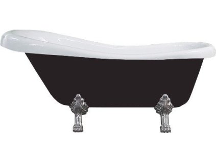 MEXEN/S - Retro volně stojící vana 150x73 cm bílá / černá chrom nohy , sifon chrom 53251507375-00