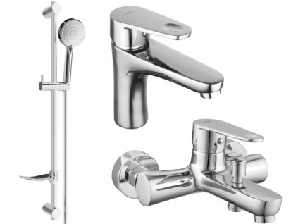 MEXEN/S - Kama DF75 Set umyvadlové a vanové baterie s příslušenstvím, chrom 72503DF75-00