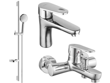MEXEN/S - Kama DS75 Set umyvadlové a vanové baterie s příslušenstvím, chrom 72503DS75-00