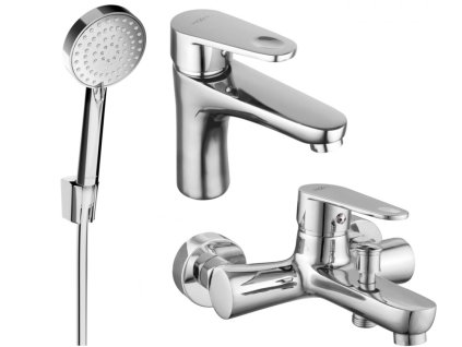 MEXEN/S - Kama R75 Set umyvadlové a vanové baterie s příslušenstvím, chrom 72503R75-00