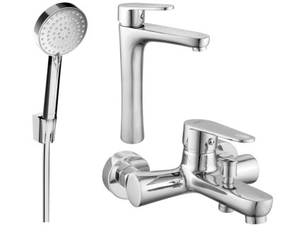 MEXEN/S - Kama R75 Set umyvadlové a vanové baterie s příslušenstvím, chrom 72513R75-00