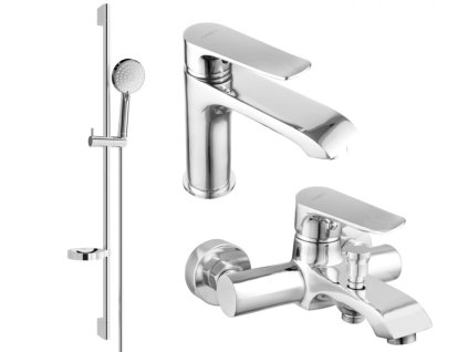 MEXEN/S - Pecos DS75 Set umyvadlové a vanové baterie s příslušenstvím, chrom 72703DS75-00