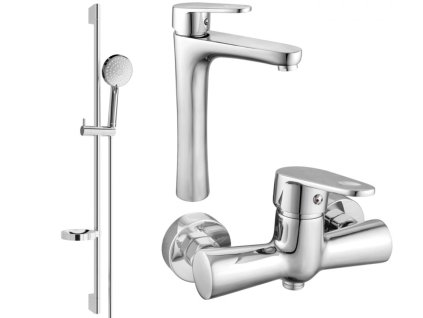 MEXEN/S - Kama DS75 SET umyvadlová baterie + sprchová s příslušenstvím , chrom 72514DS75-00