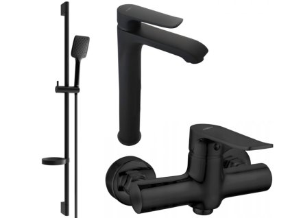 MEXEN/S - Pecos DS62 SET umyvadlová baterie + sprchová s příslušenstvím , černá 72714DS62-70