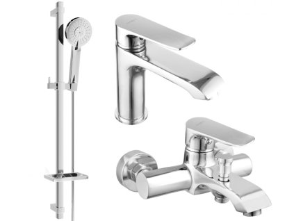 MEXEN/S - Pecos DQ40 Set umyvadlové a vanové baterie s příslušenstvím, chrom 72703DQ40-00